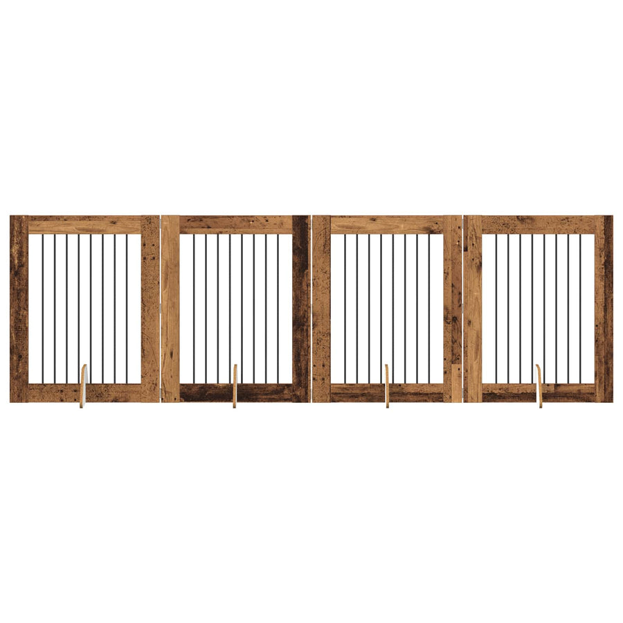 Hondenhekje met standaards 4 pcs Oud hout 80 x 100 cm
