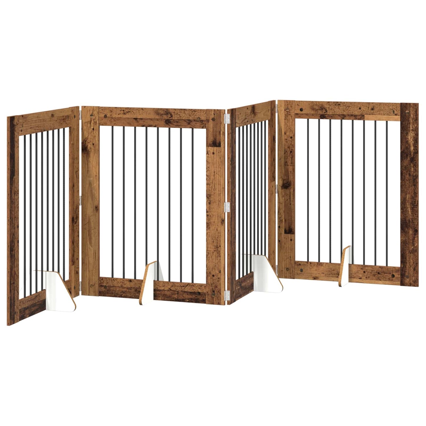 Hondenhekje met standaards 4 pcs Oud hout 80 x 100 cm
