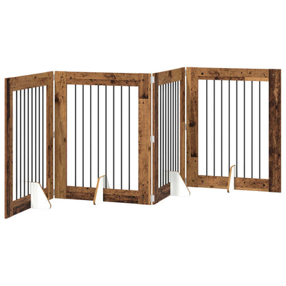 Hondenhekje met standaards 4 pcs Oud hout 80 x 100 cm