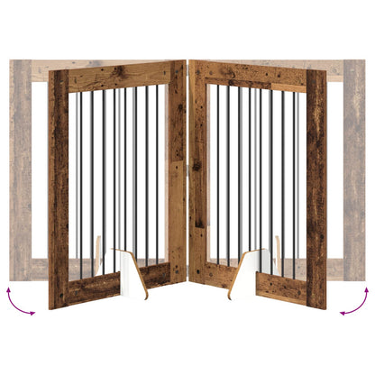 Hondenhekje met standaards 4 pcs Oud hout 80 x 100 cm