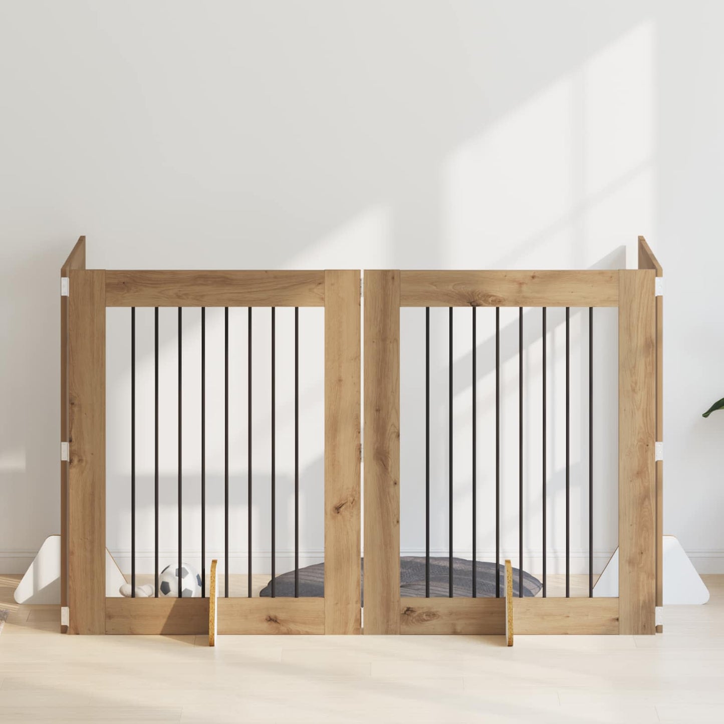 Hondenhekje met standaards 4 pcs Artisanaal eiken 80 x 100 cm