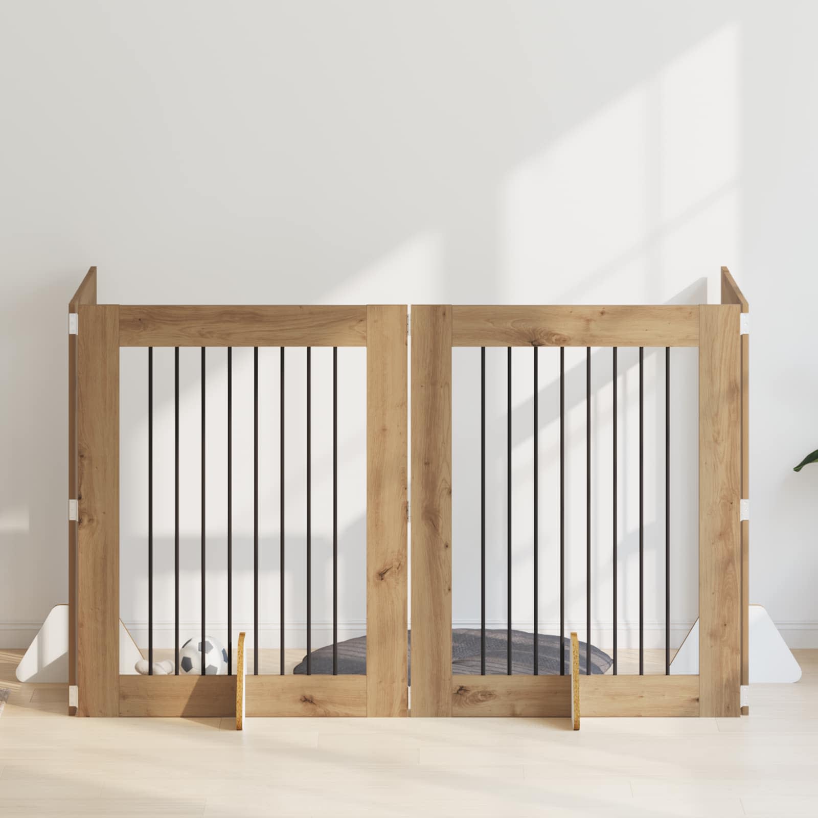 Hondenhekje met standaards 4 pcs Artisanaal eiken 80 x 100 cm