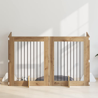 Hondenhekje met standaards 4 pcs Artisanaal eiken 80 x 100 cm