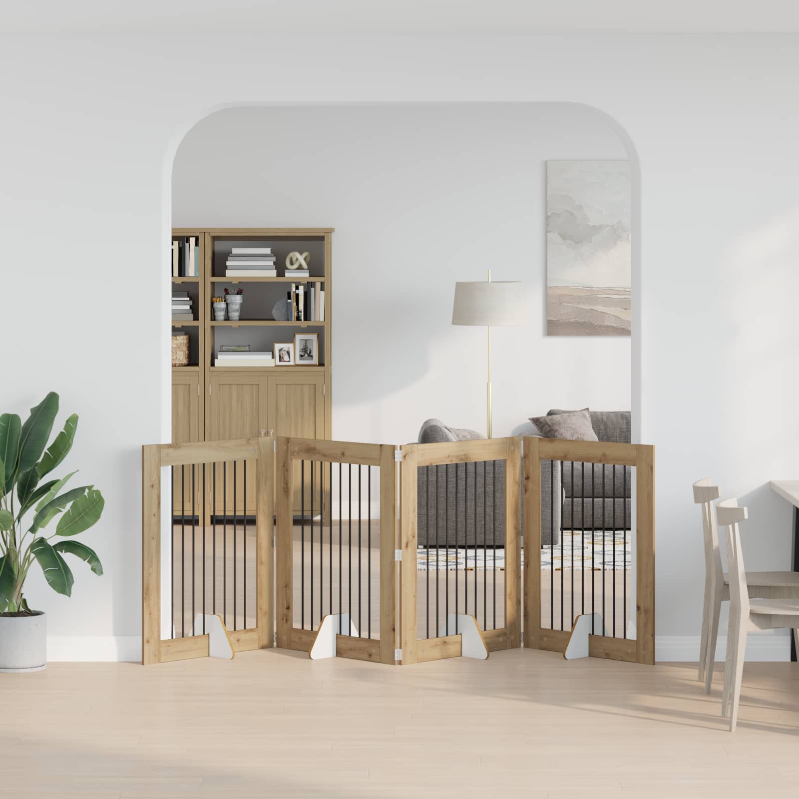 Hondenhekje met standaards 4 pcs Artisanaal eiken 80 x 100 cm