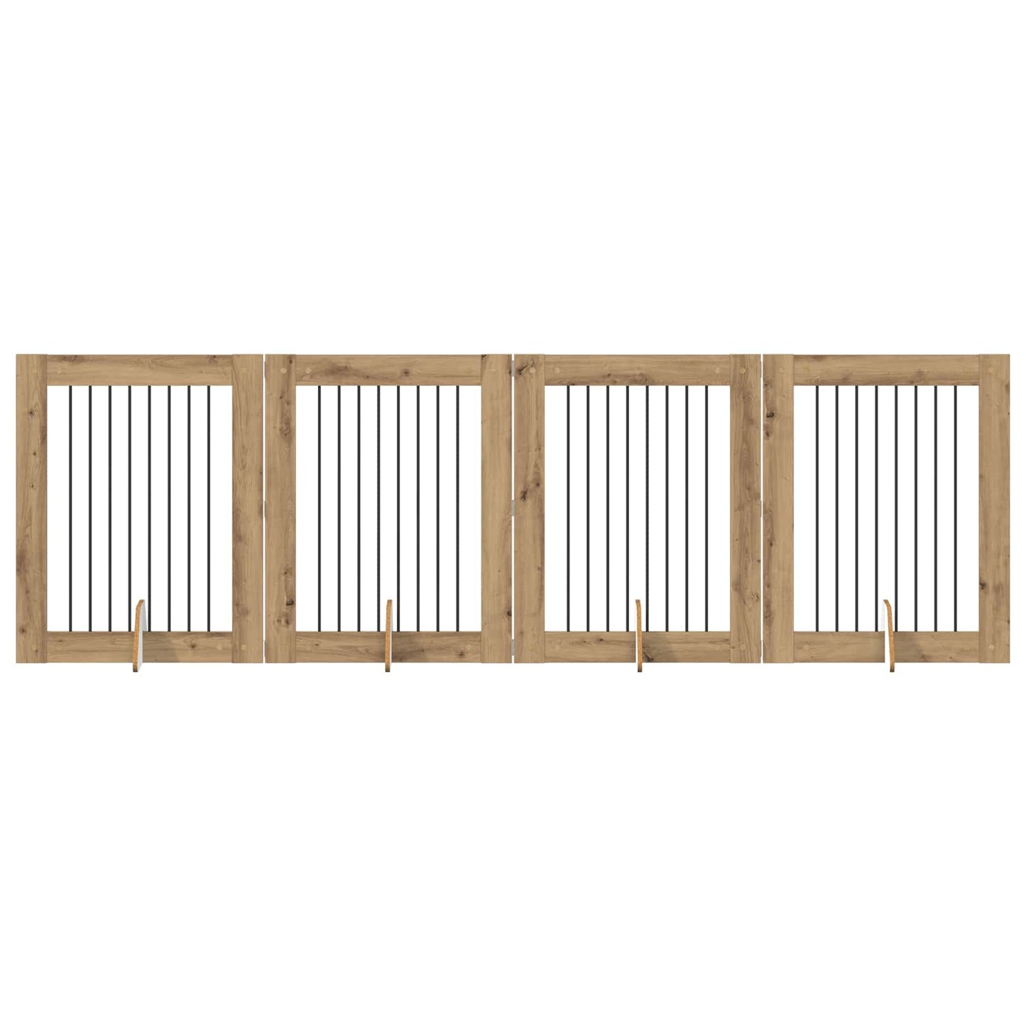 Hondenhekje met standaards 4 pcs Artisanaal eiken 80 x 100 cm