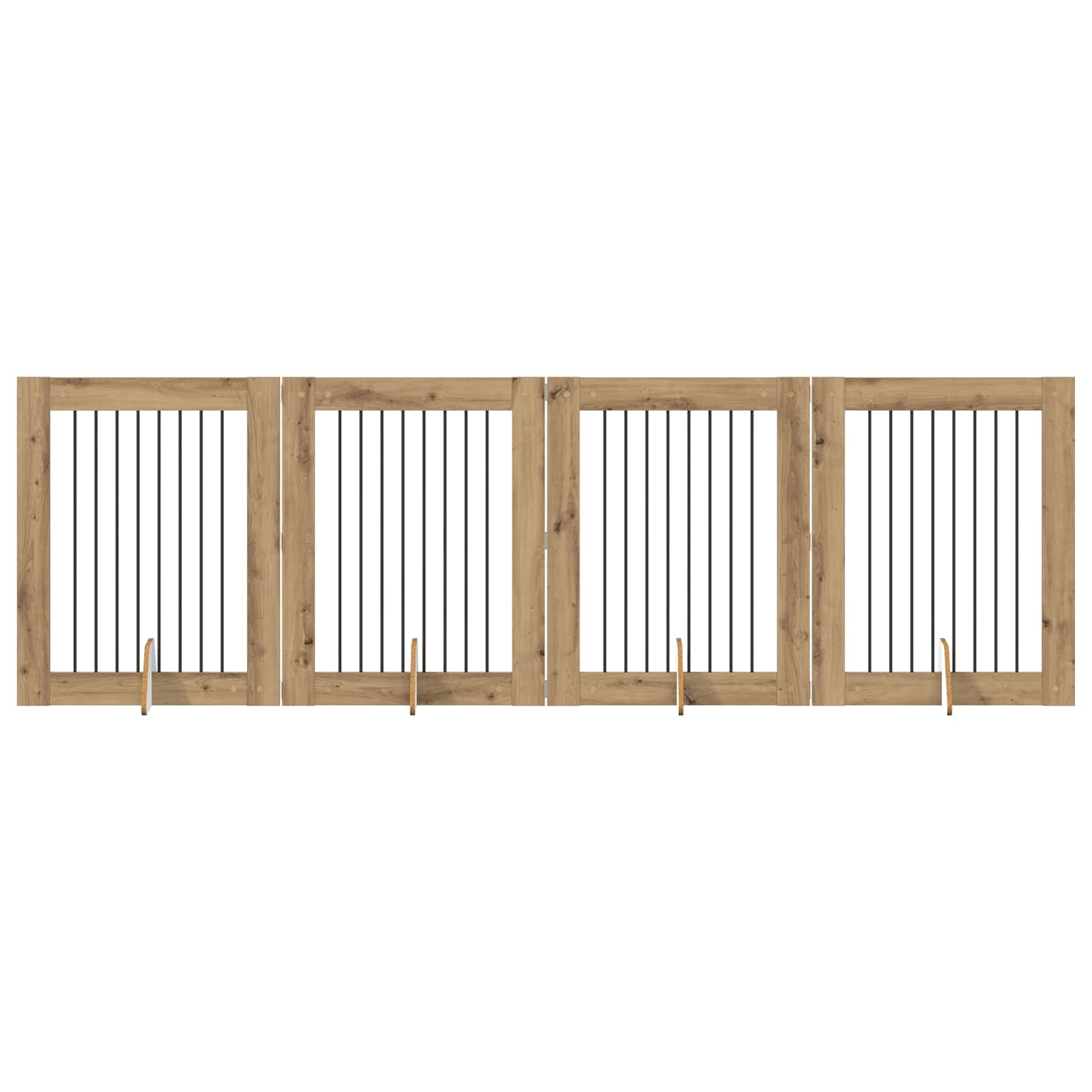 Hondenhekje met standaards 4 pcs Artisanaal eiken 80 x 100 cm