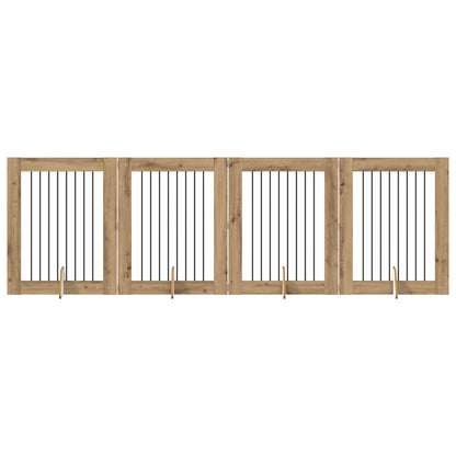 Hondenhekje met standaards 4 pcs Artisanaal eiken 80 x 100 cm
