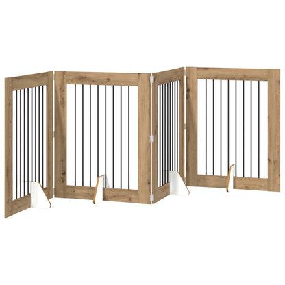 Hondenhekje met standaards 4 pcs Artisanaal eiken 80 x 100 cm