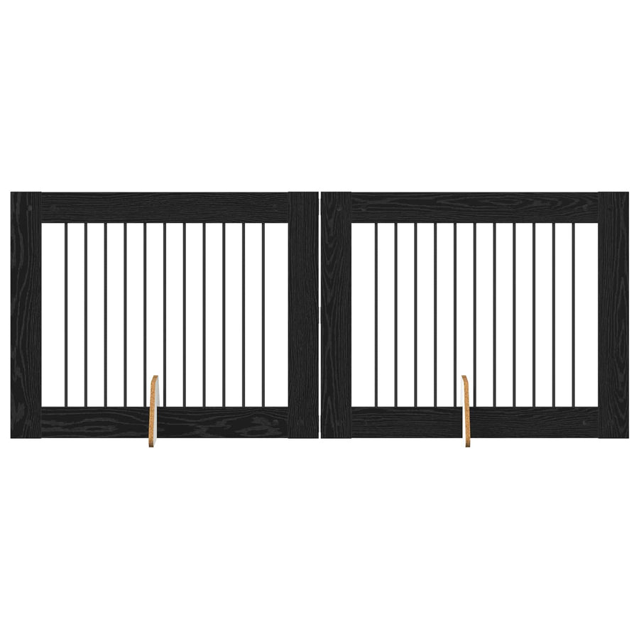 Hondenhekje met standaards 2 pcs Zwart eiken 100 x 80 cm