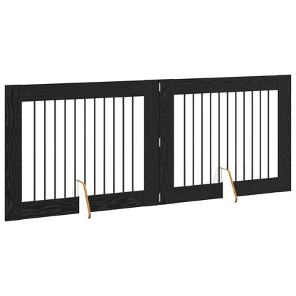 Hondenhekje met standaards 2 pcs Zwart eiken 100 x 80 cm