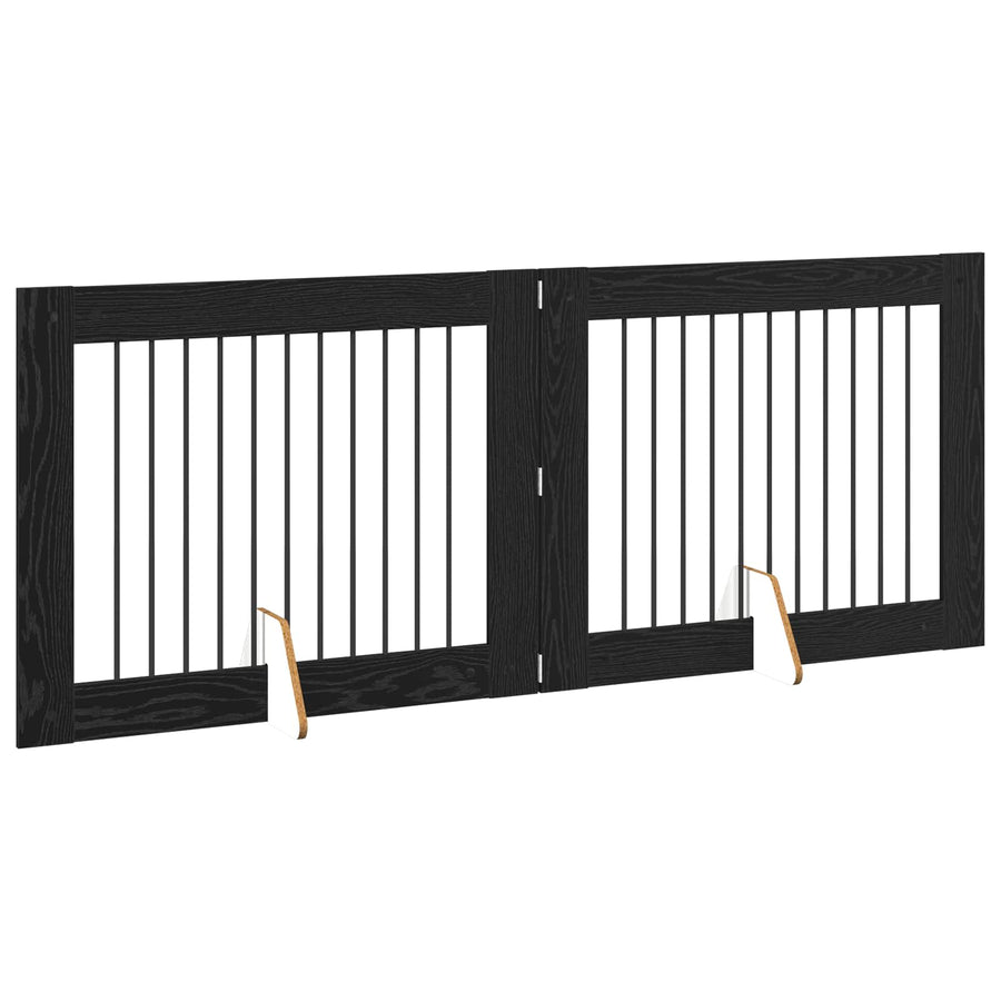 Hondenhekje met standaards 2 pcs Zwart eiken 100 x 80 cm