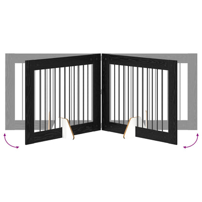 Hondenhekje met standaards 2 pcs Zwart eiken 100 x 80 cm