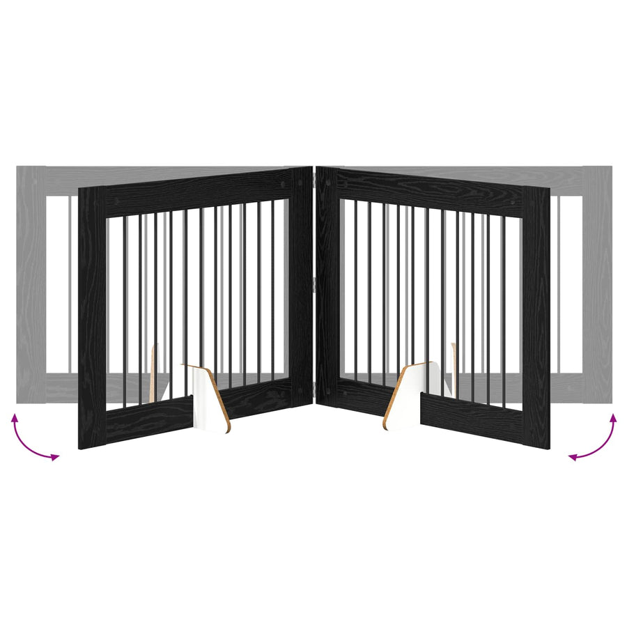 Hondenhekje met standaards 2 pcs Zwart eiken 100 x 80 cm