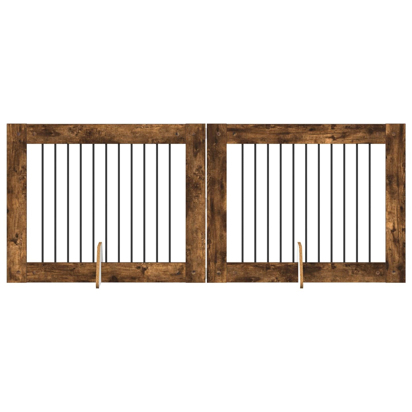 Hondenhekje met standaards 2 pcs Gerookt eiken 100 x 80 cm