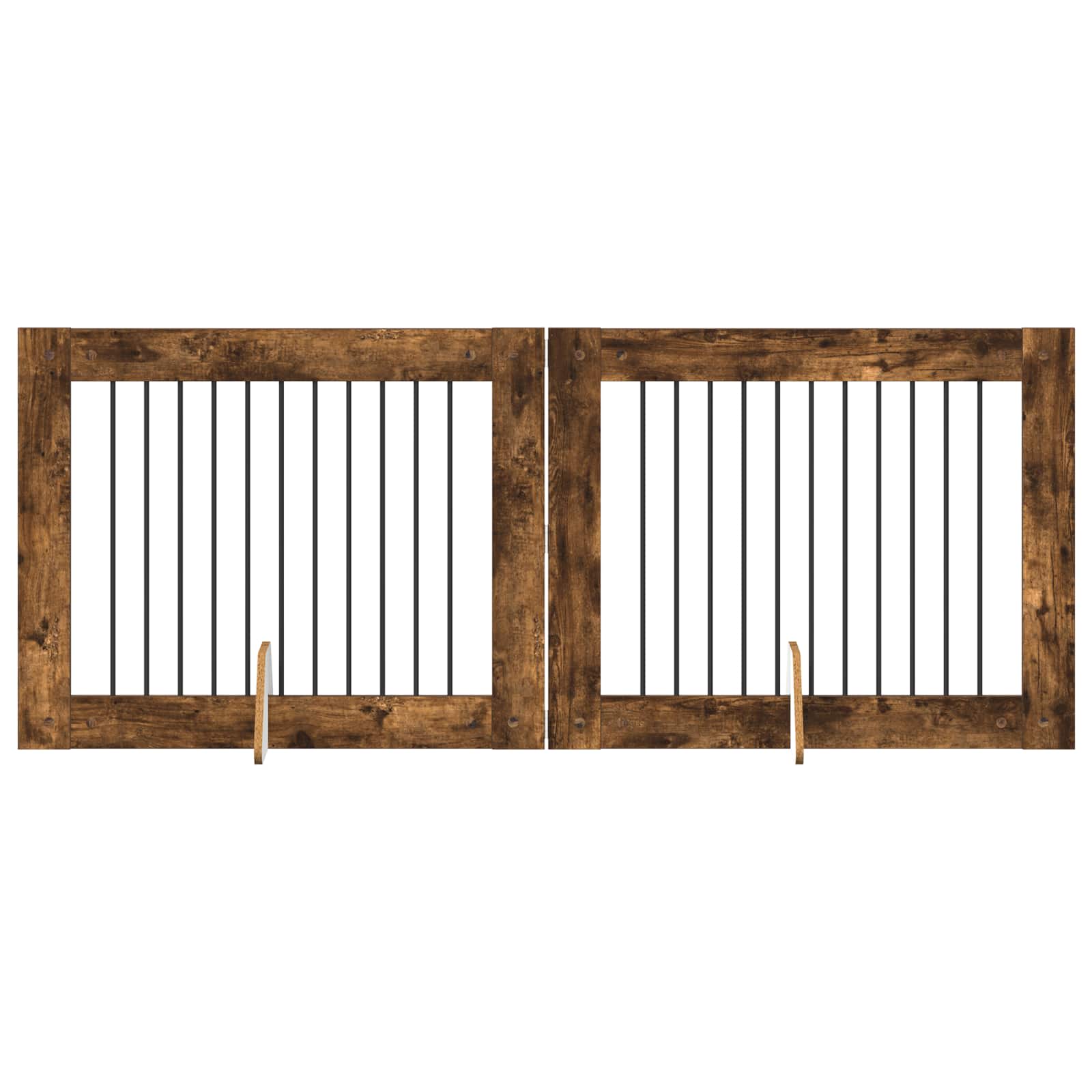 Hondenhekje met standaards 2 pcs Gerookt eiken 100 x 80 cm