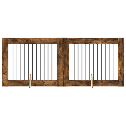 Hondenhekje met standaards 2 pcs Gerookt eiken 100 x 80 cm