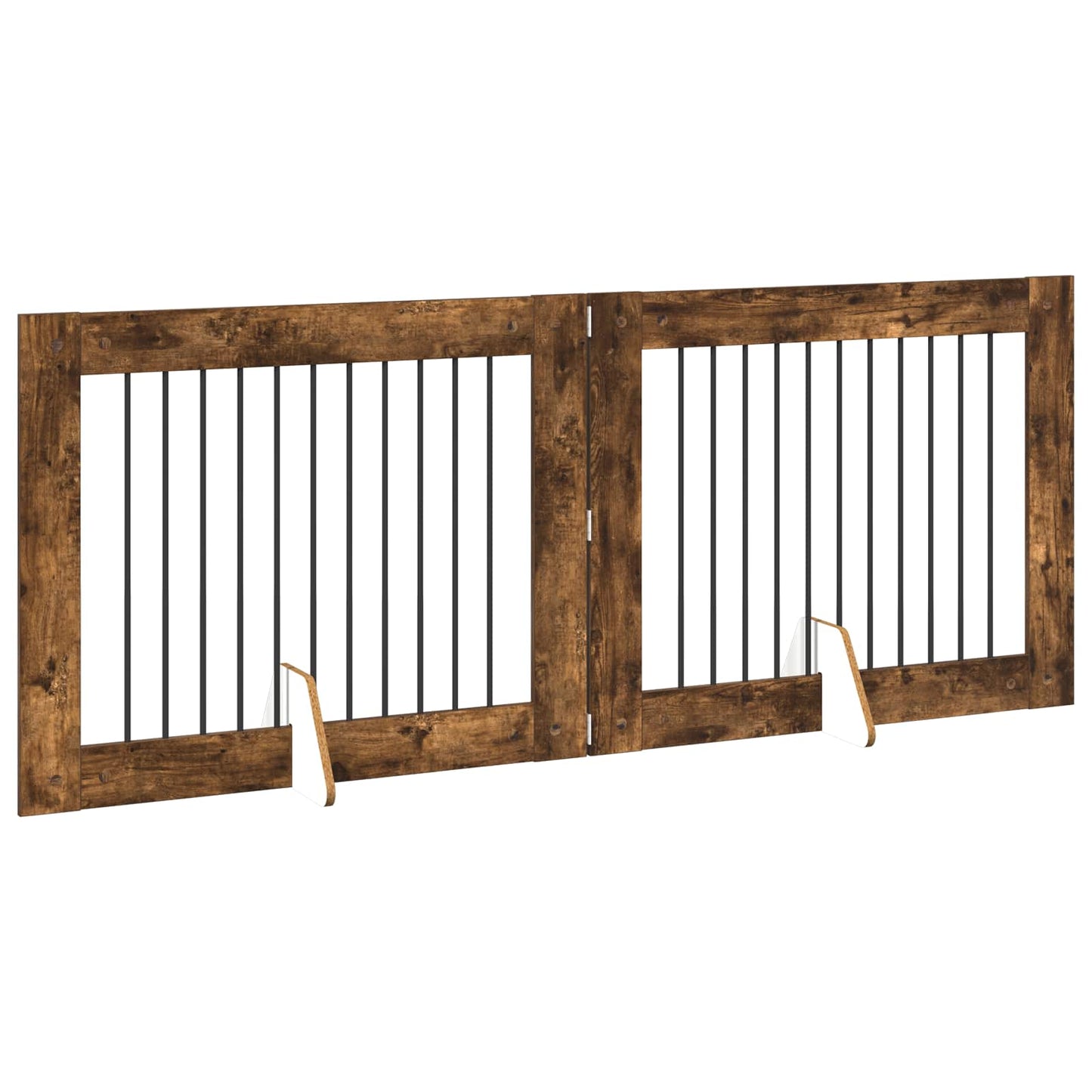 Hondenhekje met standaards 2 pcs Gerookt eiken 100 x 80 cm