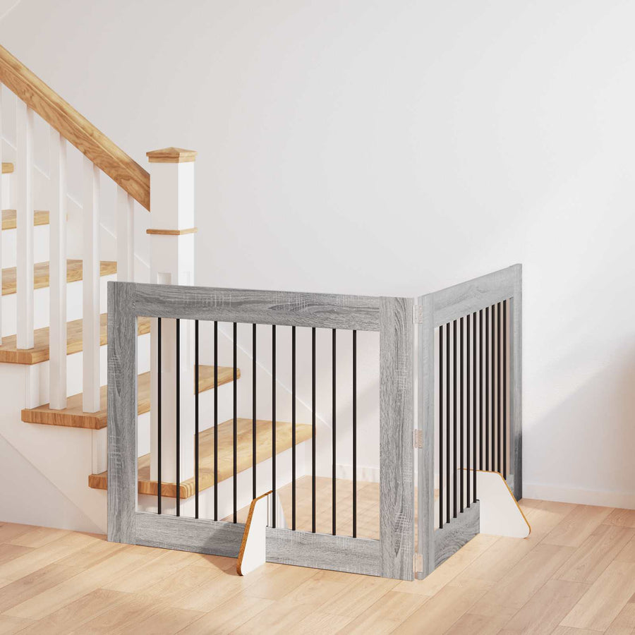 Hondenhekje met standaards 2 pcs Grijs sonoma 100 x 80 cm
