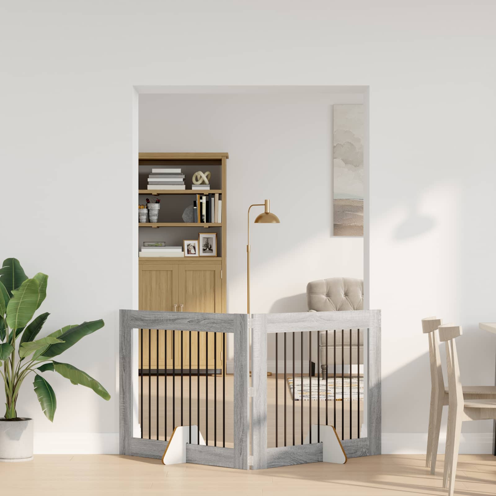 Hondenhekje met standaards 2 pcs Grijs sonoma 100 x 80 cm