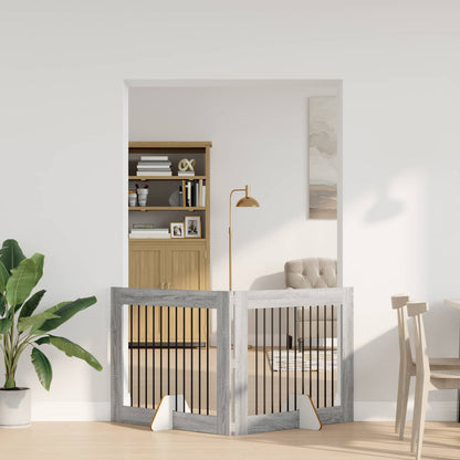 Hondenhekje met standaards 2 pcs Grijs sonoma 100 x 80 cm