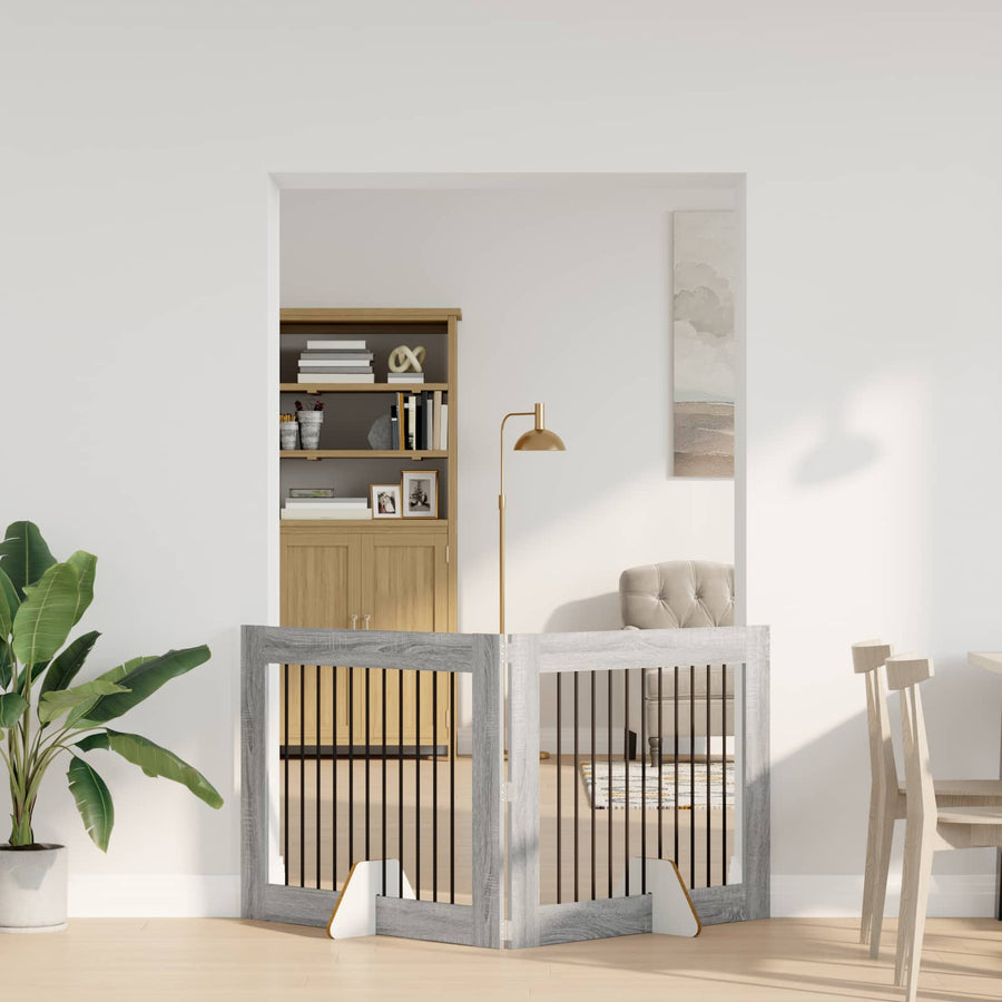 Hondenhekje met standaards 2 pcs Grijs sonoma 100 x 80 cm