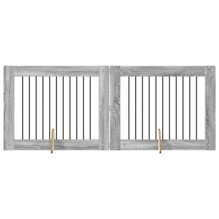 Hondenhekje met standaards 2 pcs Grijs sonoma 100 x 80 cm