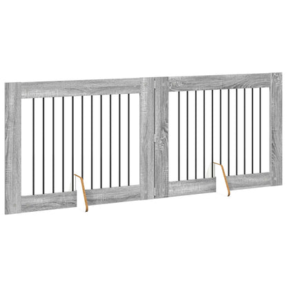 Hondenhekje met standaards 2 pcs Grijs sonoma 100 x 80 cm