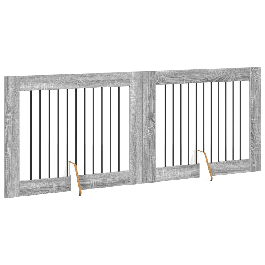 Hondenhekje met standaards 2 pcs Grijs sonoma 100 x 80 cm