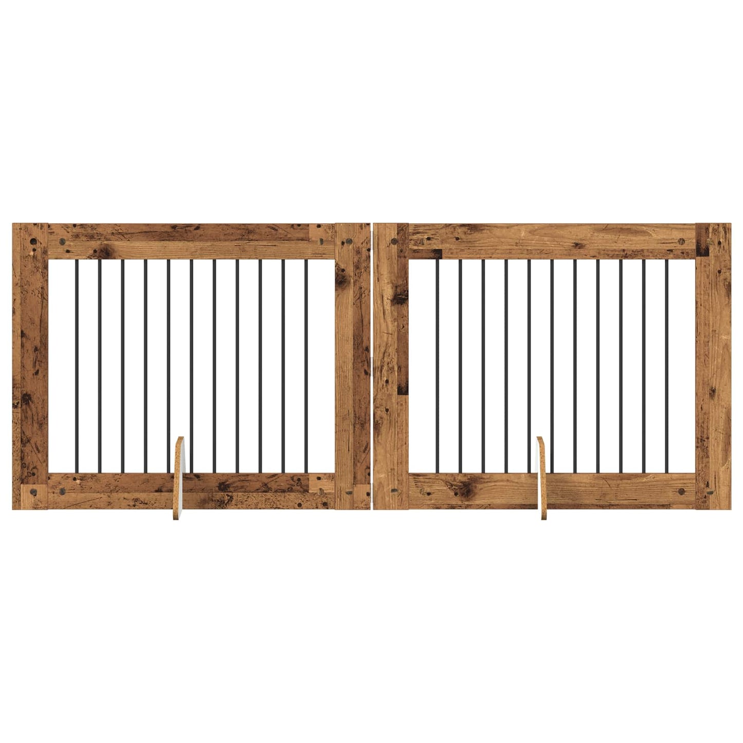 Hondenhekje met standaards 2 pcs Oud hout 100 x 80 cm