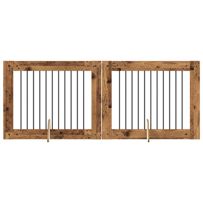 Hondenhekje met standaards 2 pcs Oud hout 100 x 80 cm