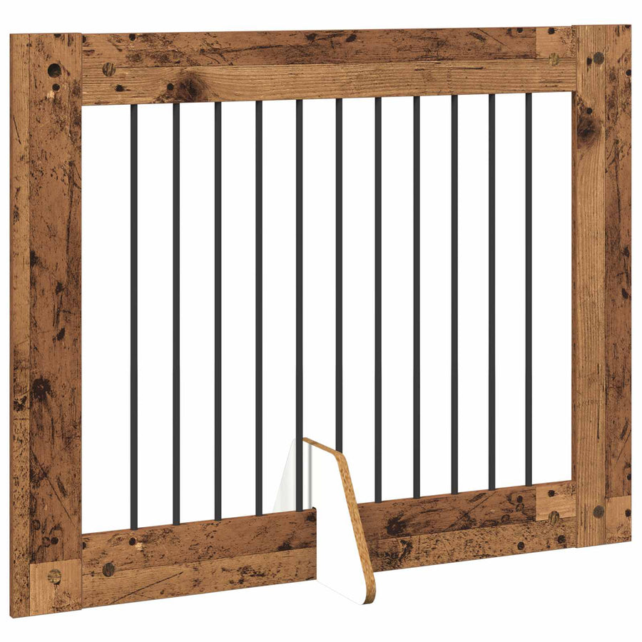 Hondenhekje met standaards 2 pcs Oud hout 100 x 80 cm