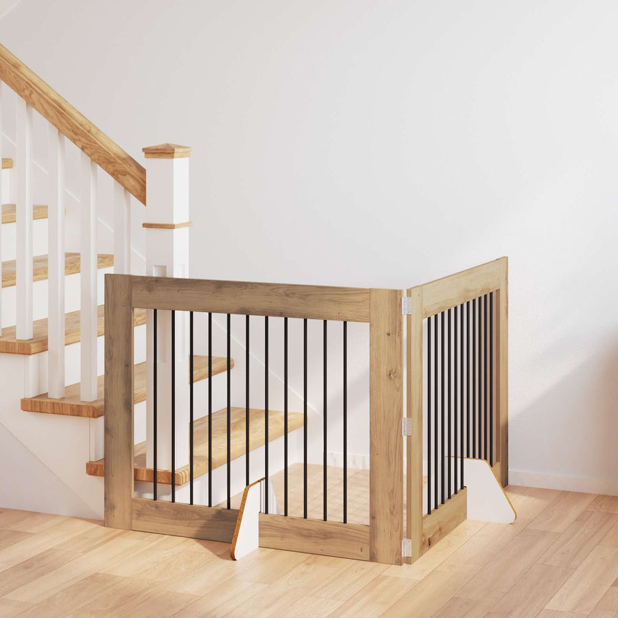 Hondenhekje met standaards 2 pcs Artisanaal eiken 100 x 80 cm