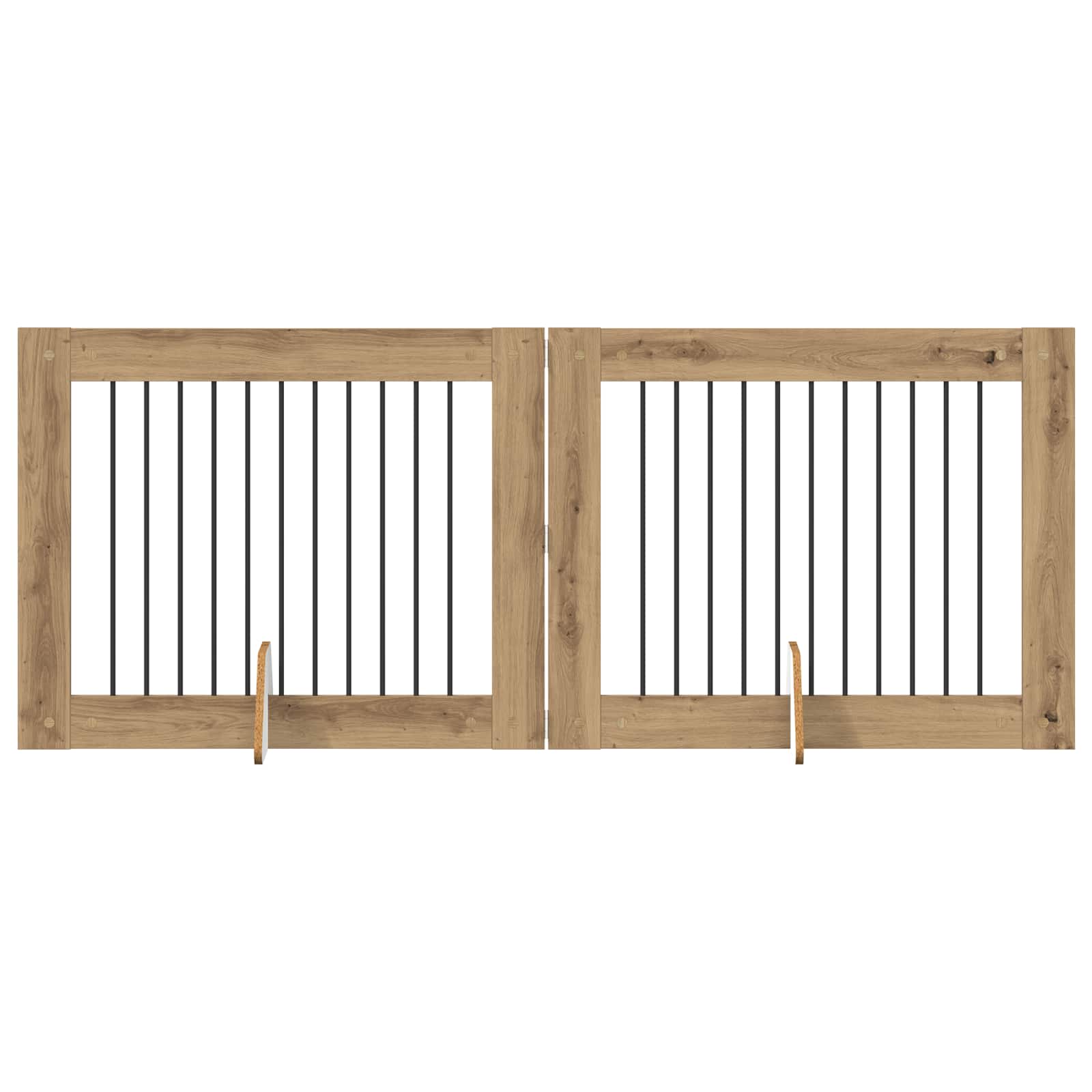 Hondenhekje met standaards 2 pcs Artisanaal eiken 100 x 80 cm