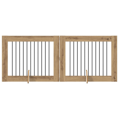 Hondenhekje met standaards 2 pcs Artisanaal eiken 100 x 80 cm
