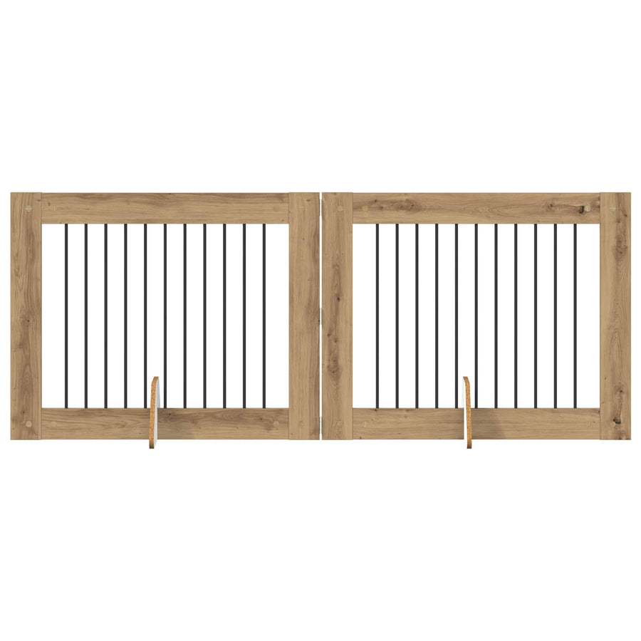Hondenhekje met standaards 2 pcs Artisanaal eiken 100 x 80 cm