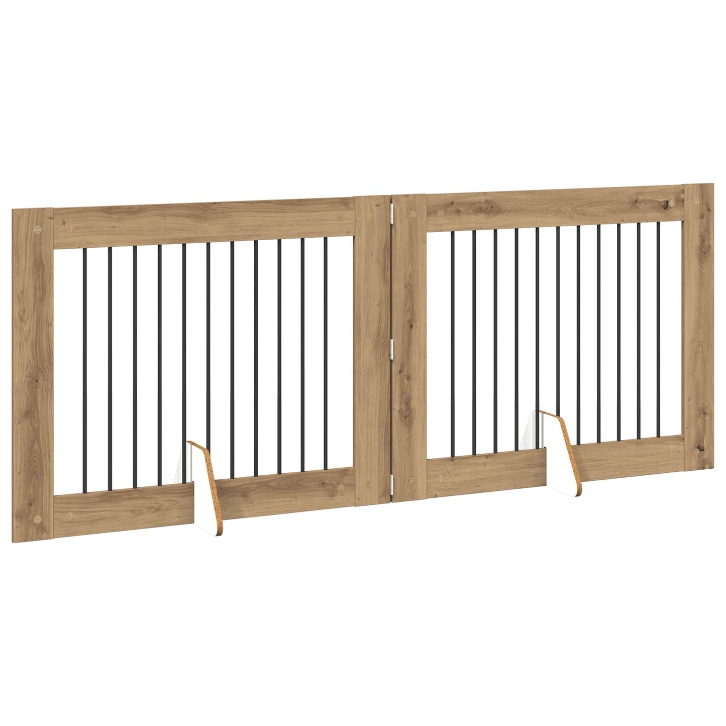 Hondenhekje met standaards 2 pcs Artisanaal eiken 100 x 80 cm