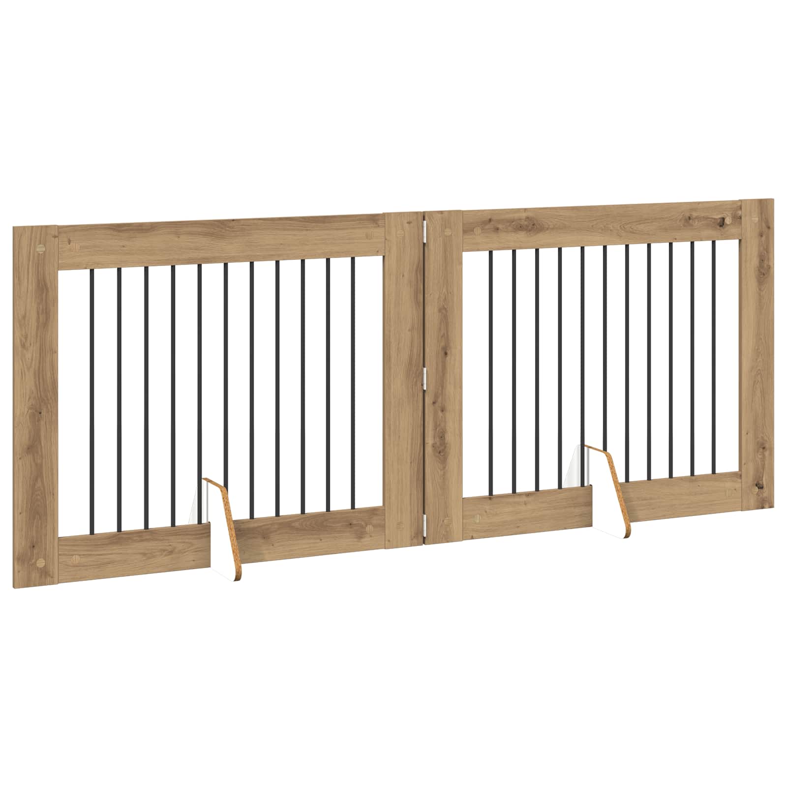 Hondenhekje met standaards 2 pcs Artisanaal eiken 100 x 80 cm