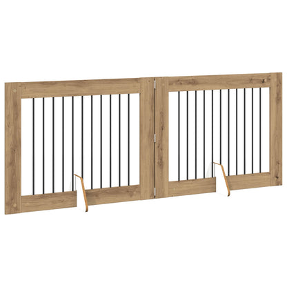 Hondenhekje met standaards 2 pcs Artisanaal eiken 100 x 80 cm