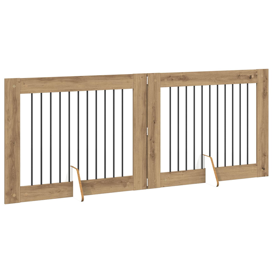 Hondenhekje met standaards 2 pcs Artisanaal eiken 100 x 80 cm