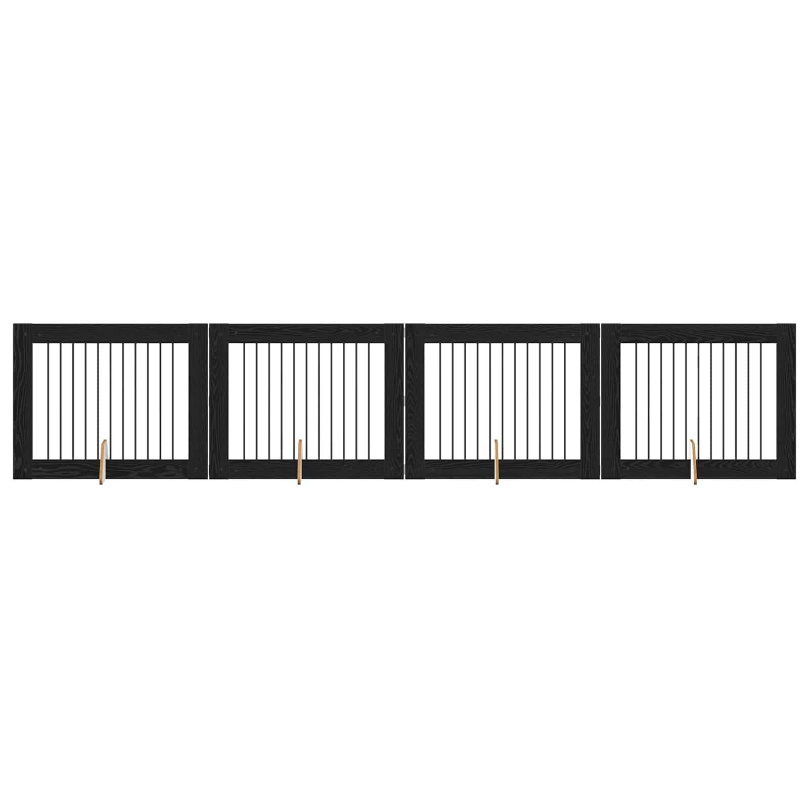 Hondenhekje met standaards 4 pcs Zwart eiken 100 x 80 cm