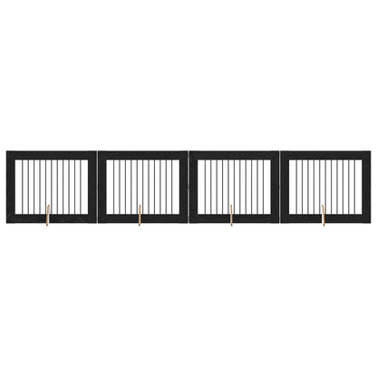 Hondenhekje met standaards 4 pcs Zwart eiken 100 x 80 cm