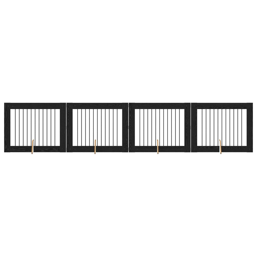 Hondenhekje met standaards 4 pcs Zwart eiken 100 x 80 cm