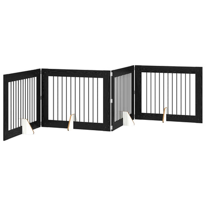 Hondenhekje met standaards 4 pcs Zwart eiken 100 x 80 cm