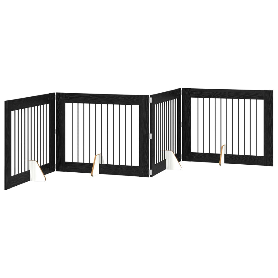 Hondenhekje met standaards 4 pcs Zwart eiken 100 x 80 cm
