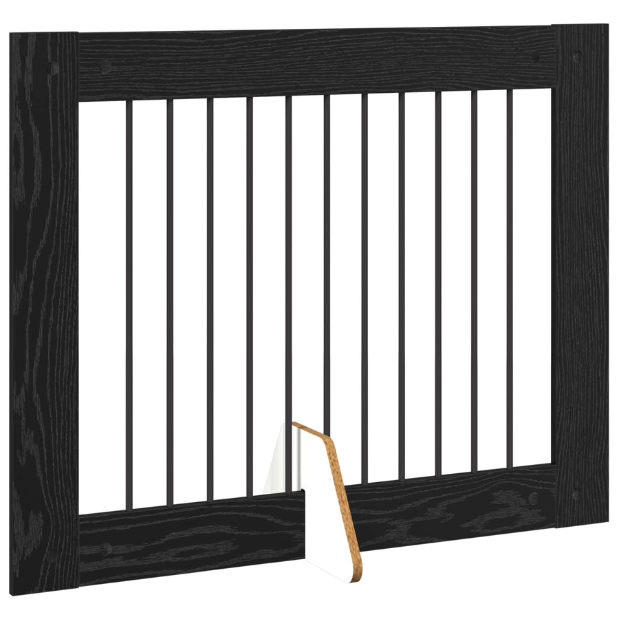 Hondenhekje met standaards 4 pcs Zwart eiken 100 x 80 cm
