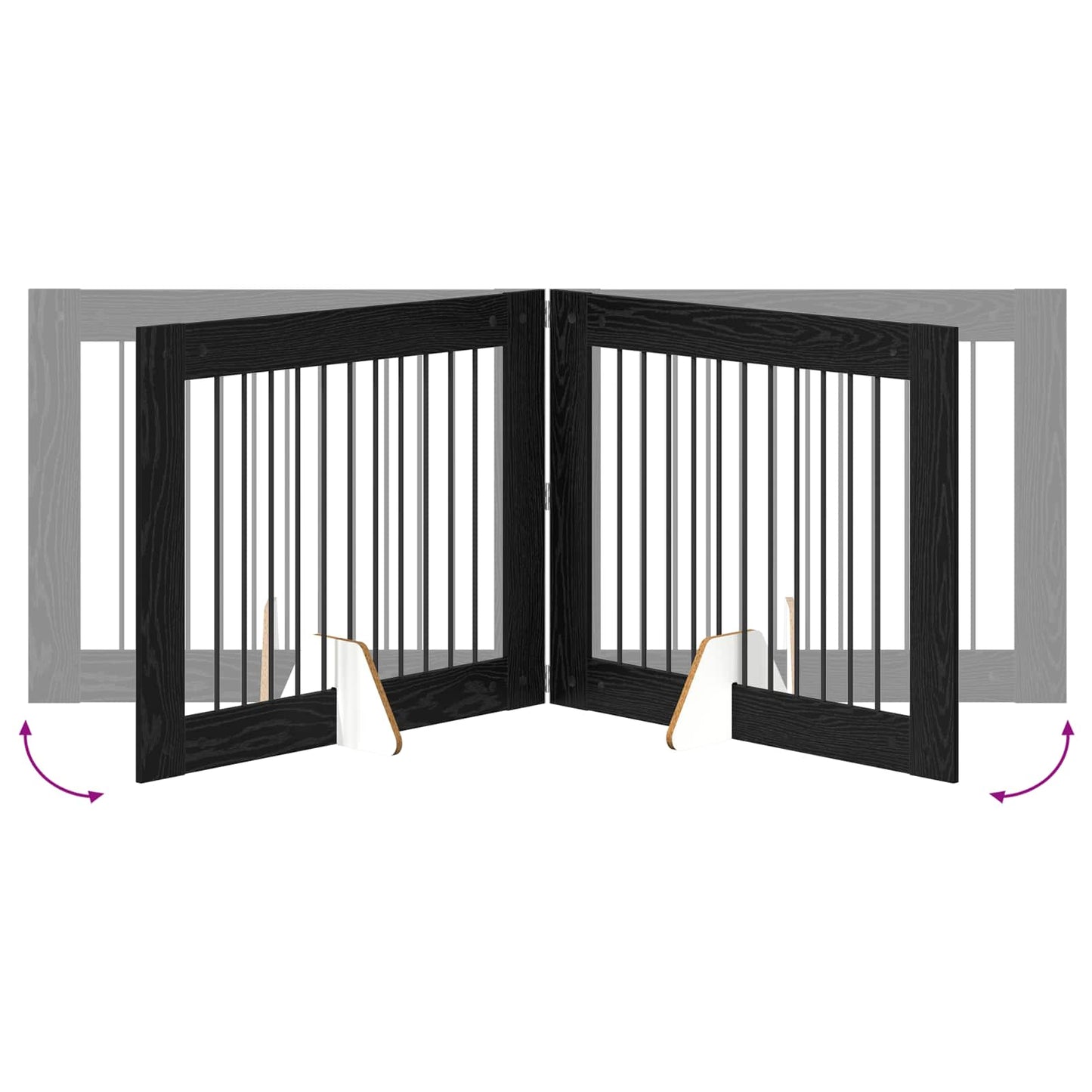 Hondenhekje met standaards 4 pcs Zwart eiken 100 x 80 cm
