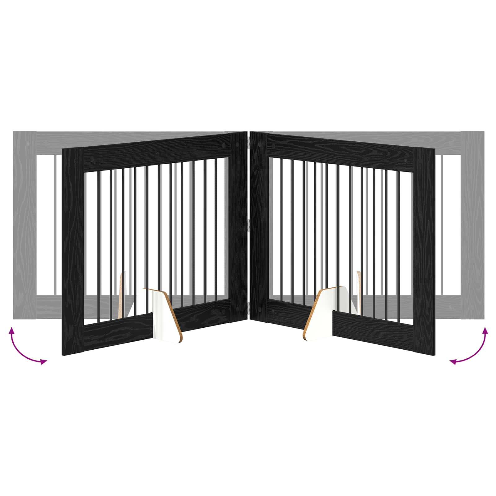 Hondenhekje met standaards 4 pcs Zwart eiken 100 x 80 cm