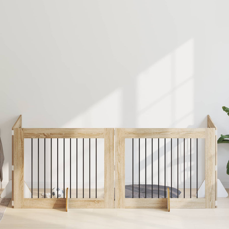 Hondenhekje met standaards 4 pcs Sonoma Eiken 100 x 80 cm