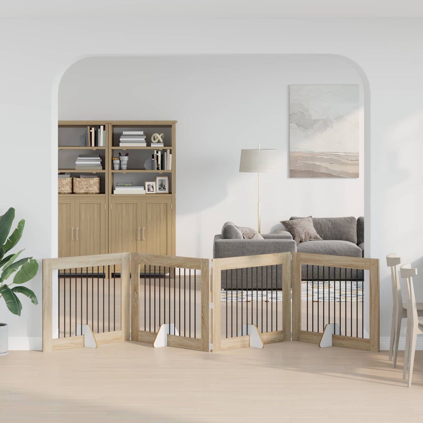 Hondenhekje met standaards 4 pcs Sonoma Eiken 100 x 80 cm