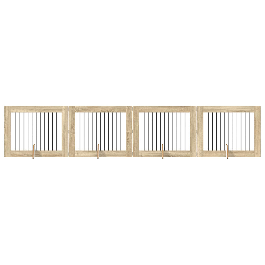 Hondenhekje met standaards 4 pcs Sonoma Eiken 100 x 80 cm